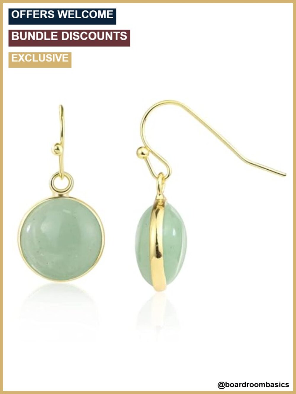 Dainty Jade Dangle Earrings 14K Gold-Filled French Wire Drop